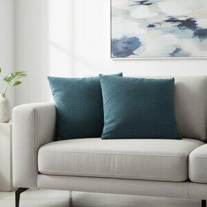 🌊 Dark Teal Chenille-Look Throw Pillow Covers 18x18 Set of 2 Soft Solid